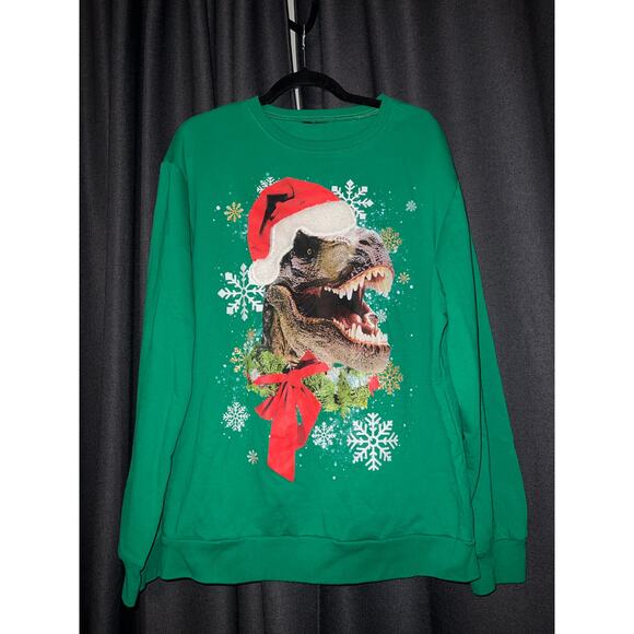 Ugly Christmas Sweater Xmas Sweatshirt Crewneck Size Xl Dinosaur - Picture 1 of 2